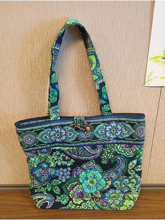 Vera Bradley Handbags - Vera Bradley Blue Rhapsody Retired Quilted Tote Shoulder Bag Floral Blue Green